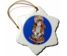 3dRose ORN_750_1 Bru Antike Puppe, Schneeflocken-Ornament, 7,6 cm, Mehrfarbig