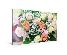 Premium Textil-Leinwand 90 x 60 cm Quer-Format Rosenstrauß mit Astilben und Schleierkraut | Wandbild, HD-Bild auf Keilrahmen, Fertigbild auf hochwertigem Vlies, Leinwanddruck von Gisela Kruse