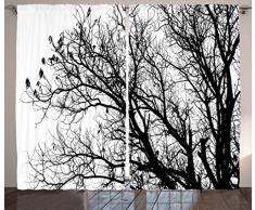 Sunrise Vorhänge von ambesonne, Silhouette of Misty Twilight Sky mit Baum und Nature Reflexe Exotic Bild, Wohnzimmer Schlafzimmer Fenster Drapes 2 Panel Set, schwarz Ruby, Textil, Multi 14, 108W x 84L