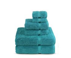 Türkisches türkisches Handtuch-Set aus türkischer Baumwolle, umweltfreundlich, 2 Badetücher, 2 Handtücher, 2 Waschlappen, 2 Waschlappen, von Turkish Towel Set of 6 Aqua