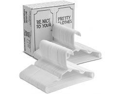 Kleiderbügel für Kinder, langlebig, robust, rohrförmig, Leben Entworfen für Kinder, Weiß, 60 Stück