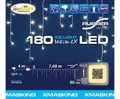 Stalattite 7,6 x 0,6 m, 180 warmweiÃe LEDs, Kabel weiÃ, mit Memory Controller, Lichtervorhang, Weihnachtsbeleuchtung