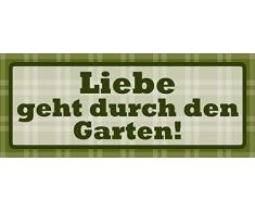 Schatzmix Liebe geht durch den Garten Metallschild Wanddeko 27x10 cm tin Sign Blechschild, Blech, Mehrfarbig