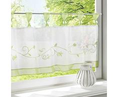 Zebrasmile Bistrogardine mit Stickerei, halbtransparent, für Fenster, Gardinen für Küche, Badezimmer, Wohnzimmer, Textil, grün, 60X145 CM (1pcs)
