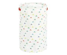 iDesign Stoffbox, runde faltbare Aufbewahrungsbox aus Baumwoll-Polyester-Mischung mit 2 Griffen, gemusterte Ordnungsbox für Schrank und jeden Raum, bunt