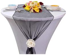MDS Tischläufer für Hochzeit, Bankett, Deko, Esszimmer, Tischläufer, 12 x 274 cm, 1 Stück 10 schwarz