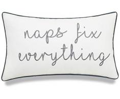 EURASIA DECOR DecorHouzz Sleep Sentiment bestickter Kissenbezug Kissenbezug, Dekokissen für Hochzeit, Geburtstag, 30,5 x 50,8 cm 12x20 Naps Fix (Ivory)