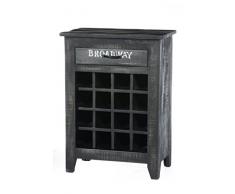 Sit Möbel Bronx 4237-11, Weinregal mit Schublade, 16 Ablagefächer für Weine, Mangoholz, Schwarz Lackiert, Wordprints, 58 x 35 x 80 cm