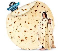Zulay Riesige Burrito-Decke – Neuheit Big Burrito Decke Erwachsene und Kinder – Premium Soft Flanell Rund Tortilla Decke für Indoor, Outdoor, Reisen, Zuhause und mehr (152,4 cm) 60 inches Toasted Tortilla Shell