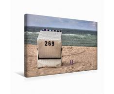 Premium Textil-Leinwand 45 x 30 cm Quer-Format Strandkorb auf Sylt | Wandbild, HD-Bild auf Keilrahmen, Fertigbild auf hochwertigem Vlies, Leinwanddruck von Joana Kruse
