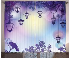Laterne Vorhänge von ambesonne, Ancient Street in einem Sinister violett Umwelt auf einem Ast Night Raven, Wohnzimmer Schlafzimmer Fenster Drapes 2 Panel Set, lila multicolor, Textil, Multi 1, 108 W By 63 L