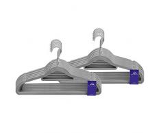 JVL Simple-Kollektion Velvet Touch platzsparend rutschfest Kleiderbügel 100 Stück, recyceltem ABS Kunststoff, Nylon, Zink, grau, 41, 5 x 0,5 x 22,5 cm