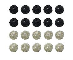 Simoutal Rattan-Kugeln, Kugeln, Vasenfüller, perfektes Ornament für X-Mas Hochzeit Party Home Decor 3CM 20PCS schwarz-weiß