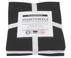 Now Designs Floursack Küche Handtücher, Set von DREI, Royal Blau/Weiß schwarz/weiß