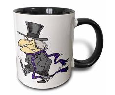 3dRose Grumpy Scrooge Walking-Two Ton Becher, Keramik, Schwarz, 10.16 cm x 7,62 x-Uhr