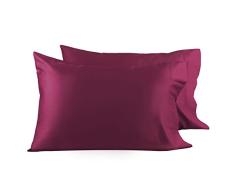 Sourcingmap 1800 Fadenzahl Ägyptische Baumwolle King/Standard Queen Size Kopfkissen Kissen Bezüge Set von 2, burgunderfarben, Queen(20 x 34)