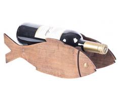 Vintiquewise Weinhalter für 1 Flasche, Fischform, Holz, Vintage-Stil, Braun