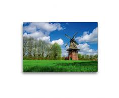 Calvendo Premium Textil-Leinwand 45 cm x 30 cm quer, Holtlander Mühle | Wandbild, Bild auf Keilrahmen, Fertigbild auf echter Leinwand, Leinwanddruck: Windmühle in Ostfriesland Orte Orte