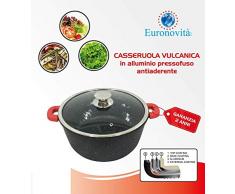 Antihaft schwarz Lava Stein Kasserolle, 16 cm Durchmesser, mit Deckel aus Edelstahl