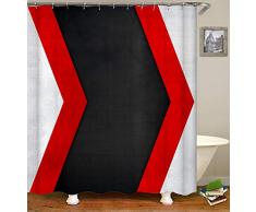 Klattii HD Metall Pfeil Schwarz Weiß Rot Serie Duschvorhang Set mit Haken Badezimmer Dekor Wasserdicht Polyester Stoff Bad Zubehör Badvorhang 72X72 2