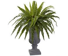 Nearly Natural Fast Natur 76,2 cm Birdsnest Farn Kunstpflanze mit Urne, grün