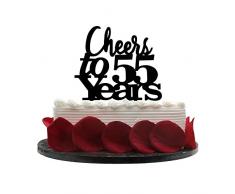 Minhero Lee Cheers bis 55 Jahren Cake Topper, 55. Geburtstag, Hochzeit, Jahrestag, Ruhestand Party Wimpelkette Schild Dekorationen Foto Props-Black