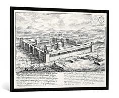 Gerahmtes Bild von Johann Bernhard Fischer von Erlach Palace of Diocletian (245-313), Split, Yugoslavia, from Entwurf einer historischen Architektur, 1721, Kunstdruck im hochwertigen handgefertigten Bilder-Rahmen, 100x70 cm, Schwarz matt