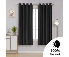 Deconovo 100% Verdunkelungsvorhang Thermoisoliert Ösen Top Room Verdunkelung Deko Fenster Vorhänge Set von 2 Paneelen 52 x 72 Inch schwarz