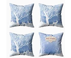Shorping Kissenbezüge, Schneeflocken-Dekoration, 16 x 16 cm, mit Reißverschluss, Weihnachtsmotiv, Retro, für Zuhause, Sofa und Bettwäsche Skandinavisch 20X20 Set of 4 Multi 1