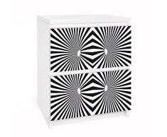 Apalis 91147 Möbelfolie für Ikea Malm Kommode - Selbstklebe Psychedelisches, Muster, gröÃe 2 mal, 20 x 40 cm, schwarz / weiÃ