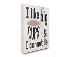 Stupell Industries Big Cups Lustiges Wort Küche Esszimmer Farbe strukturiertes Design Dekorative Wandbehang, Mehrfarbig