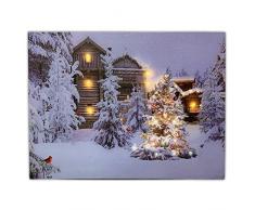 Banberry Designs Leinwandbild mit Weihnachtsbeleuchtung, 12 x 40,6 cm, mit Kardinals und Bäumen im Winter, mit LED-Lichtern