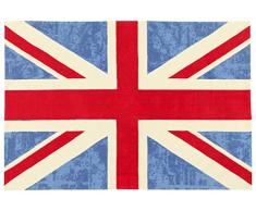 Viva ABC Teppich Ikat Cotton Uk blau 90 x 150 cm, Baumwolle, Multicolored, 150 x 90 x 0.5 cm