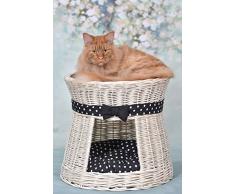 e-wicker24 Katzenkorb aus Weide, Korb, beige, 48 x 48 x 43 cm