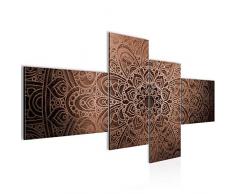 Bilder Mandala Abstrakt Wandbild 200 x 100 cm Vlies - Leinwand Bild XXL Format Wandbilder Wohnzimmer Wohnung Deko Kunstdrucke Braun 4 Teilig - MADE IN GERMANY - Fertig zum Aufhängen 101241c