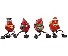 Transpac Roter Kardinalregalsitz, Sammlerstücke, Kamin, Bücherregal, Hauseinweihung, Gastgeberin, Geschenke, kleine Bastelarbeiten, Dekoration, 4 Stück (7,6 x 5,1 x 15,2 cm)