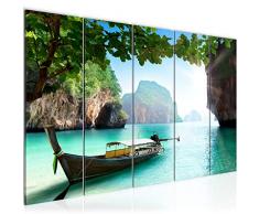 Bilder Landschaft Meer Wandbild 200 x 80 cm Vlies - Leinwand Bild XXL Format Wandbilder Wohnzimmer Wohnung Deko Kunstdrucke Türkis 5 Teilig - MADE IN GERMANY - Fertig zum Aufhängen 609355a