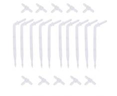 CosCosX 10 Sets weiße Tropfstrahler mit 3-Wege-Anschluss gebogener Pfeil-Tropfer Topfpflanzen Biegeregner Garten Automatisches Bewässerungssystem für 4/7 mm Schlauch, Terrasse, Bewässerungs-Kit