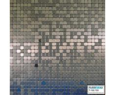 FLEXIPIXTILE Moderne Aluminium Mosaik Fliesen, Abziehen und Aufkleben, Duett, Akzent-Wand, Silber Löffel Silber
