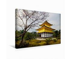 Calvendo Premium Textil-Leinwand 45 cm x 30 cm quer Kinkaku-ji 2 | Wandbild, Bild auf Keilrahmen, Fertigbild auf echter Leinwand, Leinwanddruck: Goldener Pavillon in Kyoto Orte Orte