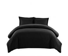 Royal Hotel s Solid 550-thread-count 3 Knopfverschluß, Bettbezug Set, 100 Prozent Baumwolle, Satin, 100% Baumwolle Full/Queen schwarz