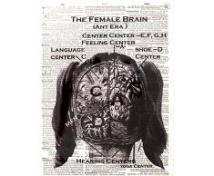 Art N Wordz The Female Brain Original Wörterbuchblatt Pop Art Wand oder Schreibtisch Kunstdruck Poster