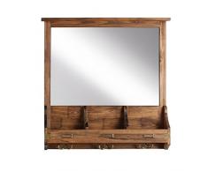 Kate & Laurel Stallard Dekorativer rustikaler Holz-Organizer mit Spiegel, Taschen und Schlüsselhaken, Braun