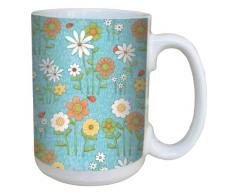 Tree-Free Greetings 79241 Daisies und Marienkäfer von Debbie Mumm auf Blau Keramik Becher mit Henkel/, 15-Ounce