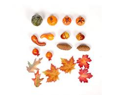 SSTR Künstlicher Kürbis für Herbstdekorationen, künstliche Ahornblätter, Kürbis, Tannenzapfen und Eicheln passend für Halloween, Erntedankfest Small Size Orange