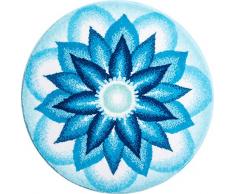 Grund Badteppich 100% Polyacryl, ultra soft, rutschfest, ÖKO-TEX-zertifiziert, 5 Jahre Garantie, HIMMLISCHER FRIEDEN, Badematte 100 cm rund, blau