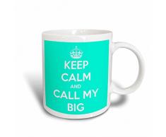 3dRose Keep Calm and Call My Big Aqua Kaffeebecher, Keramik, Blau, 10.16 cm x 7,62 x-Uhr