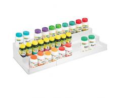 mDesign Großes, verstellbares, erweiterbares Kunststoff-Vitamin-Regal, Organizer-Tablett für Badezimmer, Waschtisch, Arbeitsplatte, Schrank – 3 Regale – für Nahrungsergänzungsmittel, Medikamente Pack of 1 weiß