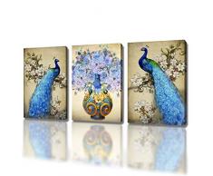 DXYJUYI Leinwand Prints Art Wand Pfau Federn Malerei Vogel Plume Modern Art Wohnzimmer Dekoration Fertig Zum Aufhängen Set von 3 12X16inchX3p 3