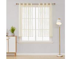 Deconovo Halbscherengardinen Solid kariert Jacquard Sheer Gardinen Ösen Sheer Gardine 52x54 inch beige